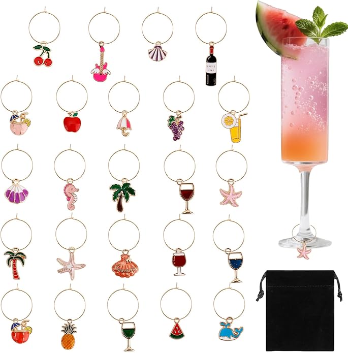 Wine Glass Charms Wine Charms for Stem Glasses Glass Markers Identifiers Tags by Libemskix