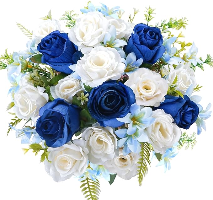 14" Fake Flower Bouquets Artificial Silk Rose Flowers Picks Decorations Faux by HOENLE