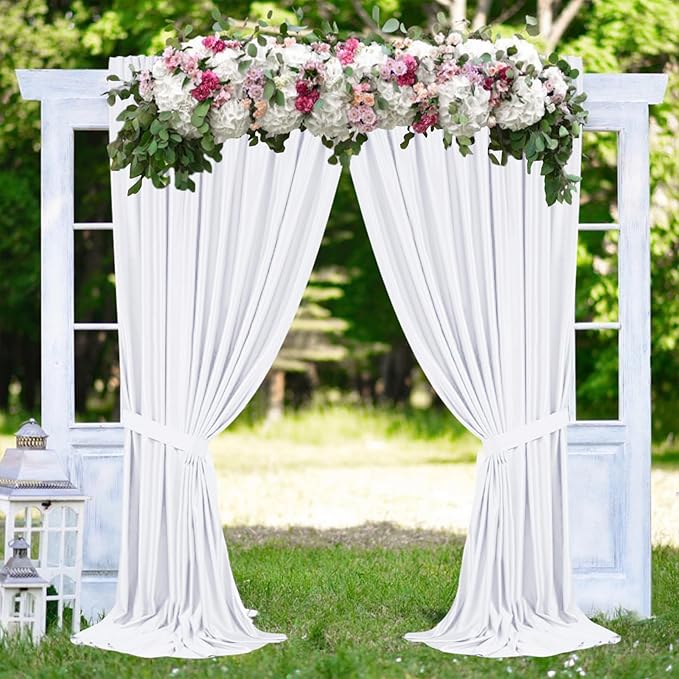 Sugargirl 10x10FT White Backdrop Curtains Polyester Photo Backdrop Drapes - Image 2