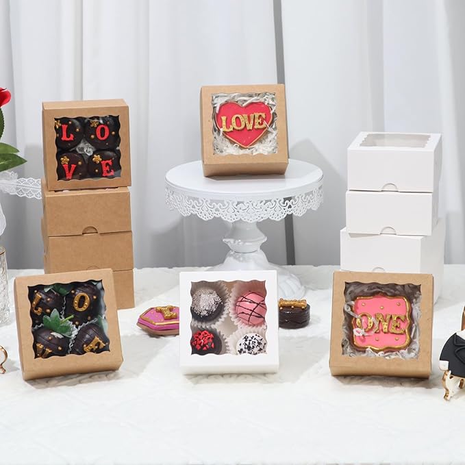 100-Pack 4x4x2 InchesBrown Bakery Boxes - Image 5