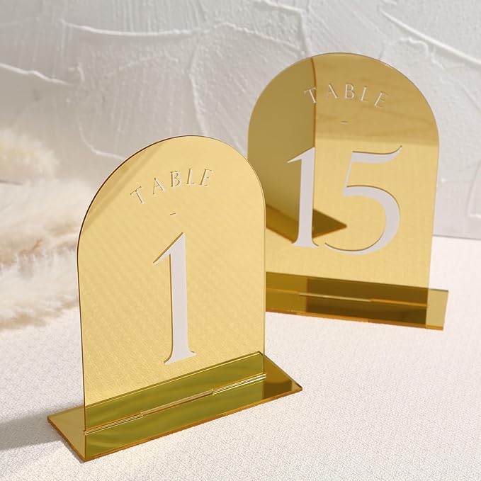 UNIQOOO Gold Mirror Arch Wedding Table Numbers - Image 3
