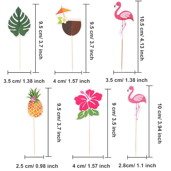 Luau Cupcake Toppers Tropical?Cake Decorations Hawaiian Toothpicks Sticks - Image 3