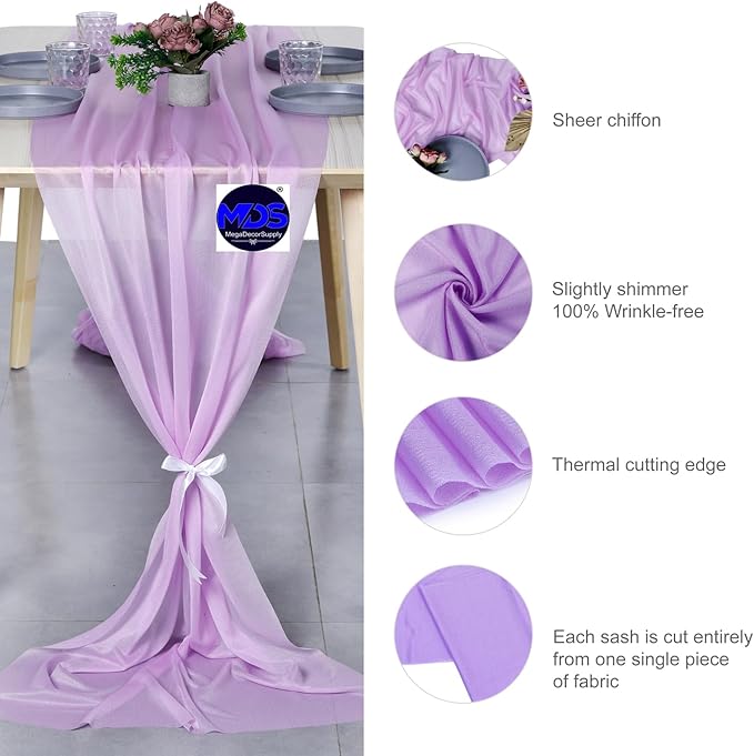 MDS 15 Pack 10ft Chiffon Table Runner 29 x 120 Inches Sheer Wedding Runner - Image 6