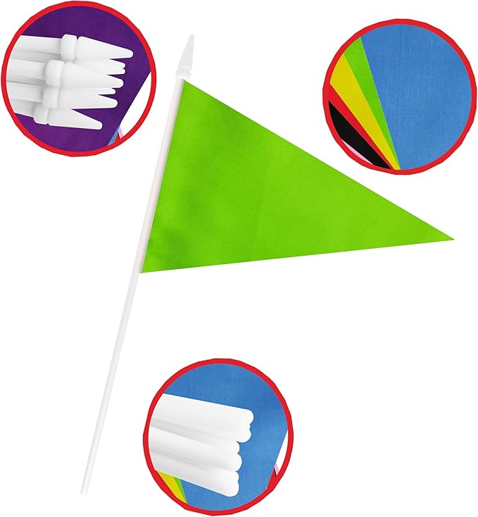 12 Pack Green Pennant Flags Small Mini Hand Held Solid Color Pennant On Sticks - Image 5