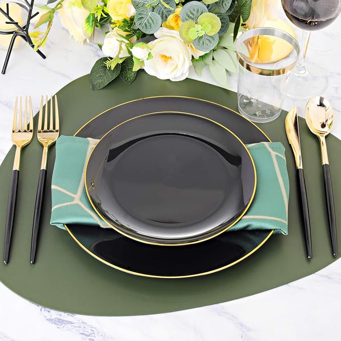 Supernal 350pcs Black Plastic Dinnerware Set - Image 3