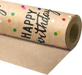 LeZakaa Birthday Kraft Wrapping Paper Roll, Happy Birthday Lettering & Colored by LeZakaa