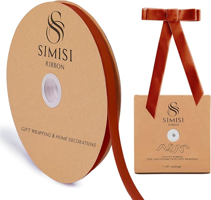 Burnt Orange Velvet Ribbon 3/8'' 25 Yards by SIMISIRIBBON