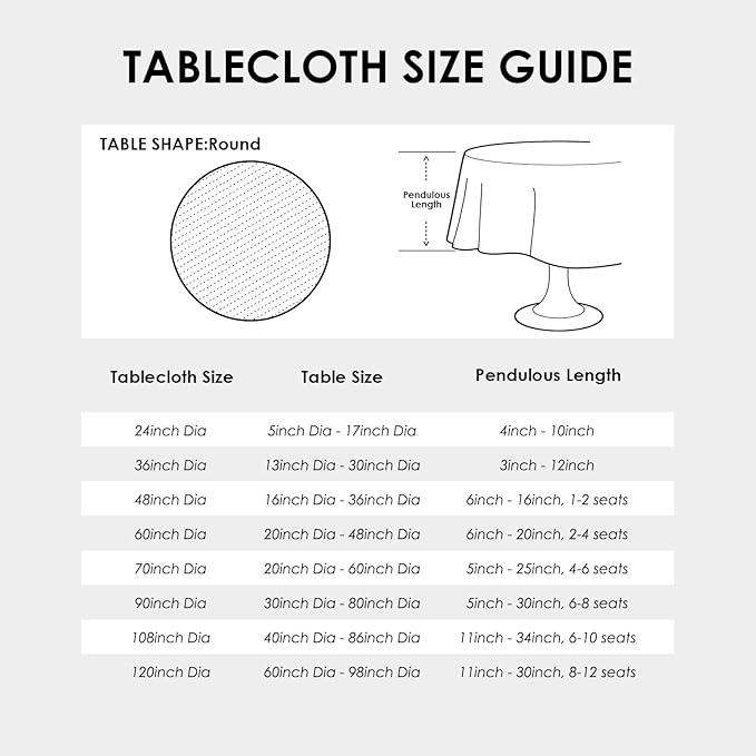 Small Round White Tablecloth 24 Inch Polyester Fabric Washable Table Cover - Image 7