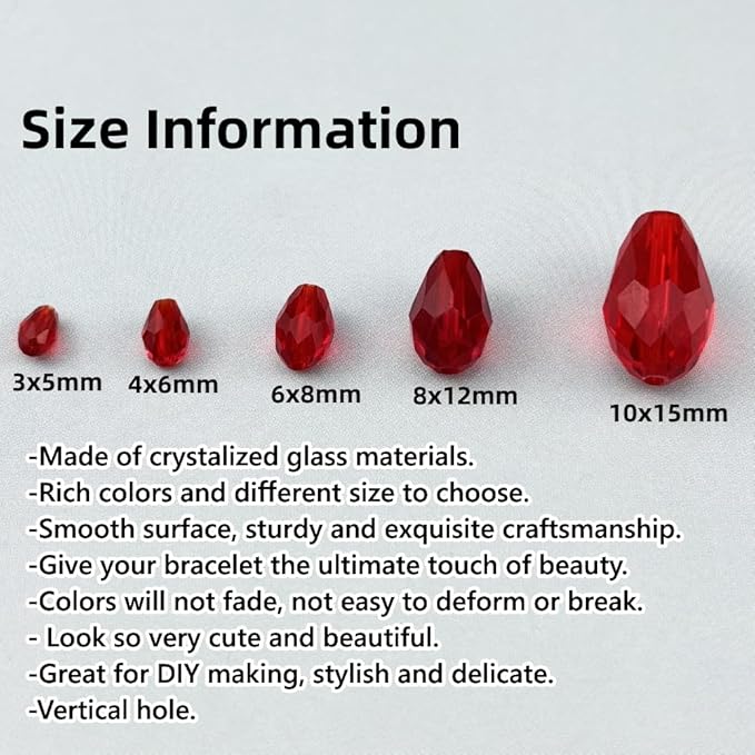 50pcs 10x15mm Teardrop Crystal Glass Beads - Image 2