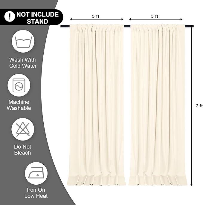 DWCN 10x7 FT Champagne Backdrop Curtains - Image 2