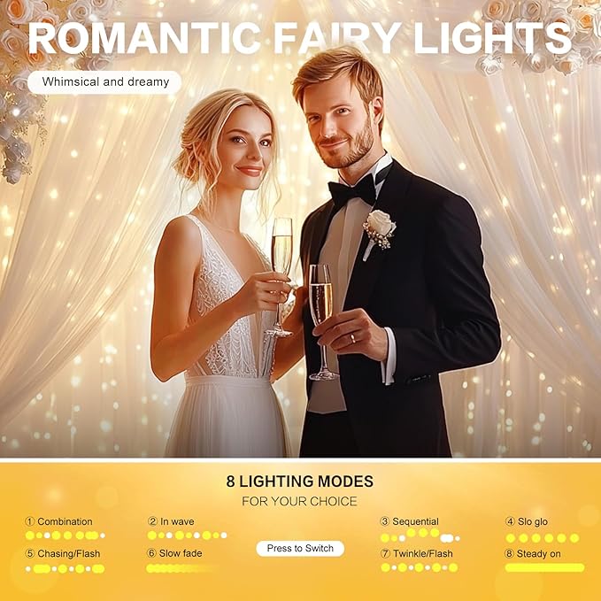 White Tulle Backdrop with Fairy Lights - Image 4
