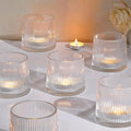 DARJEN Clear Ribbed Tealight Votive Candle Holders- 6Pack Glass Candle Holders by DARJEN