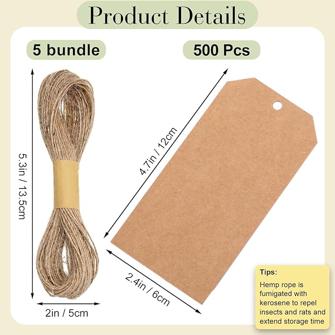 500 Pcs Kraft Paper Gift Tags - Image 2