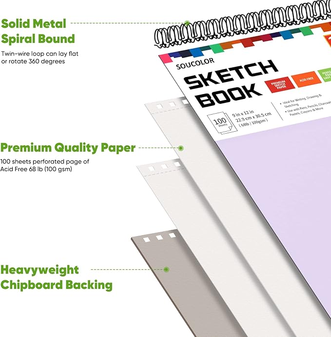 Soucolor 9" x 12" Sketch Book, Christmas Gifts - Image 2