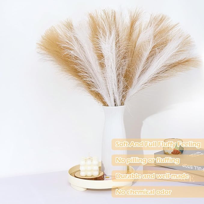 60 Pcs Brown Pampas Grass Decor 21.7 Inch Faux Pampas Grass Bulk Artificial - Image 3