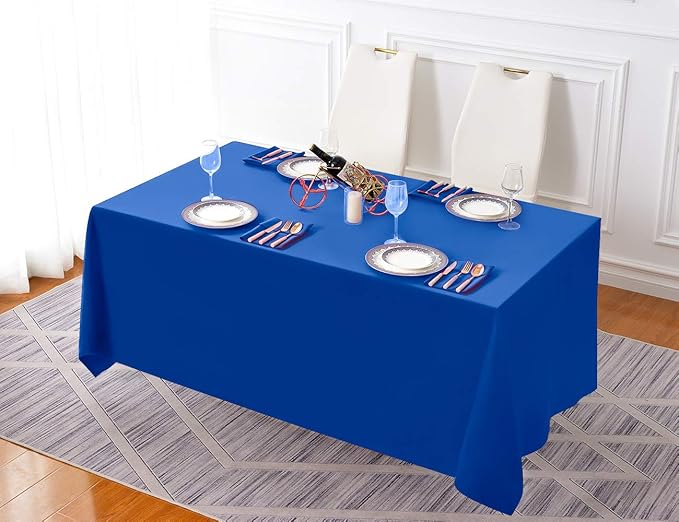Surmente Blue Tablecloth 90 x 132-inch Rectangular Polyester Table Cloth - Image 5