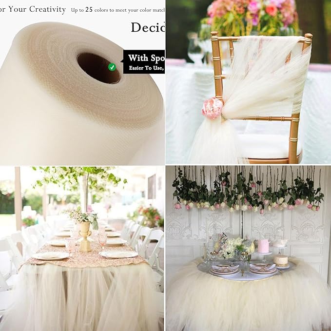 Ivory Tulle Fabric Rolls 54 Inch by 10 Yards Fabric Tulle Bolt - Image 4