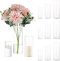 Glasseam Cylinder Vases Set of 12, Hurricane Candle Holder Clear Assorted Sizes by Glasseam