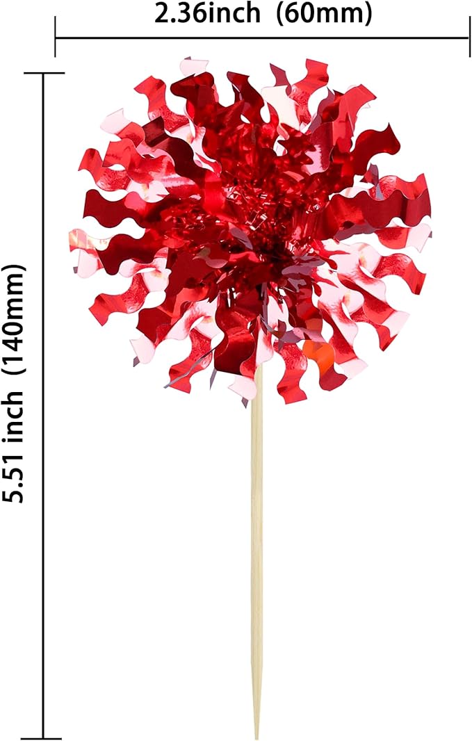 Ephlyn 30Pcs Foil Firework Cupcake Toppers Happy Birthday Cake Toppers Tinsel - Image 2