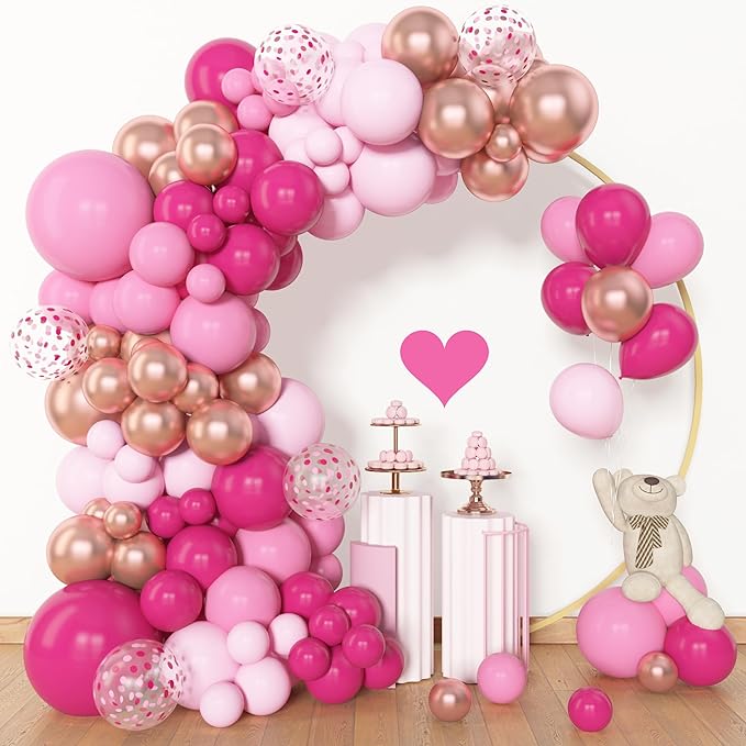 Amandir 153pcs Pink Balloon Garland Arch Kit, Different Sizes 18 12 10 5 inch by Amandir