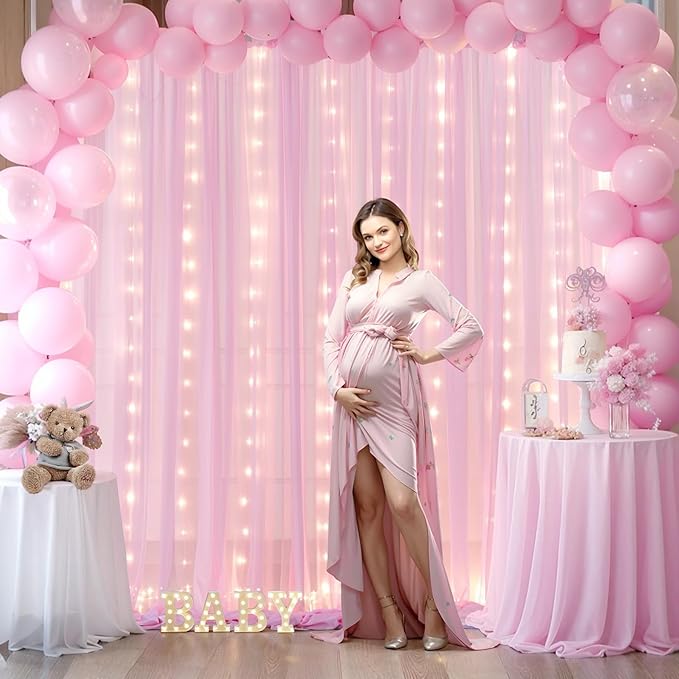 10x10ft Pink Chiffon Backdrop Curtain - Image 4