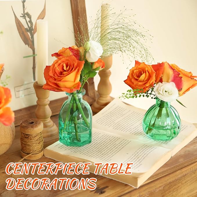 Green Vase, Bud Vases Set of 12, Small Green Glass Vases - Image 5