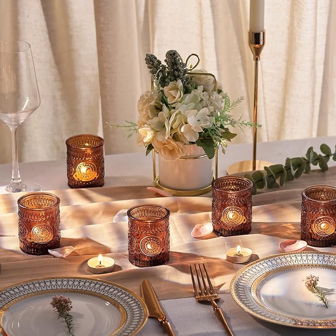 DARJEN Amber Votive Candle Holders Set of 36- Glass Candle Holders Bulk - Image 8