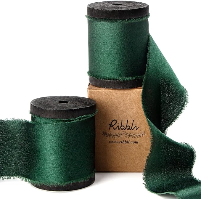Ribbli Forest Green Silk Satin Ribbon 1.5 Inch x 12 Yard by Ribbli