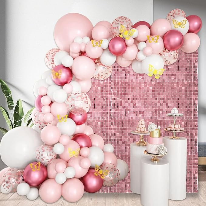 24PCS Pink Shimmer Wall Backdrop, Square Sequin Photo Backdrops Panel, Glitter - Image 3