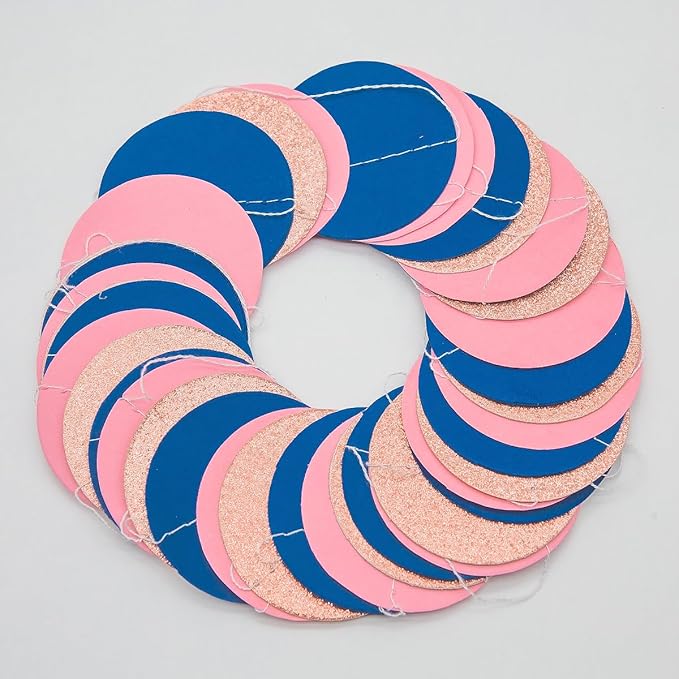 Rose-Gold Navy-Blue Pink Party Decorations – 52ft Paper Garland Gender Reveal - Image 3