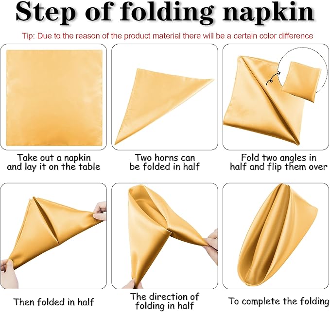 ANECO 12 Pieces Satin Napkins Soft Dinner Napkins Square Table Napkins 17 x 17 - Image 3
