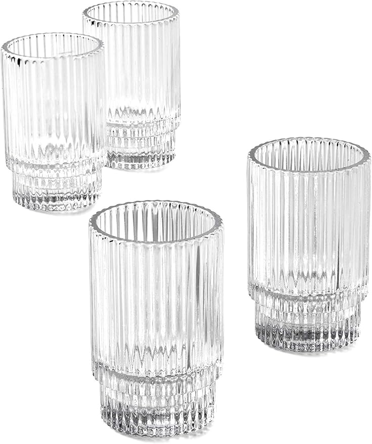 Serene Spaces Living Ribbed Glass Votive Holders – Elegant Pleated Candle by SereneSpacesLiving