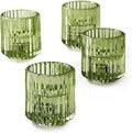 Serene Spaces Living Set of 4 Green Ribbed Glass Votive Holders, Measures 2.25" by SereneSpacesLiving