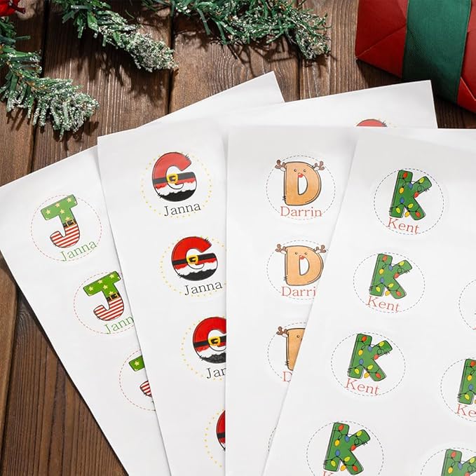Personalized Christmas Name Stickers Xmas Decorations Initial Gift Stickers | 4 - Image 5