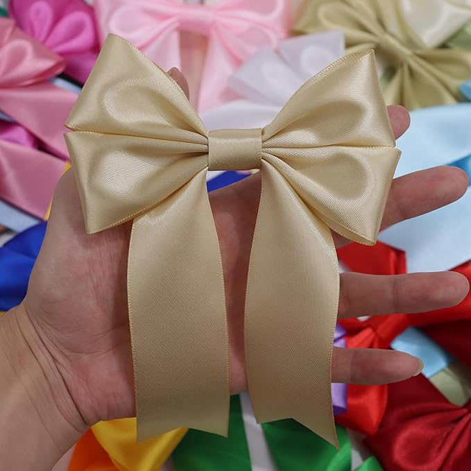 Champagne Solid Satin Ribbon 1-1/2 Inch 25 Yards Solid Polyester Fabric Ribbon - Image 7