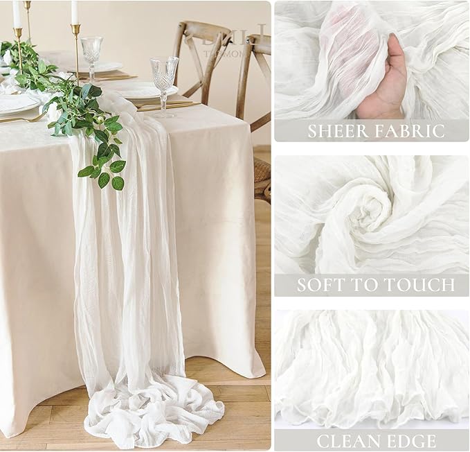 6 Pack White Cheesecloth Table Runner - 10Ft Gauze Cheese Cloth Table Runner - Image 3