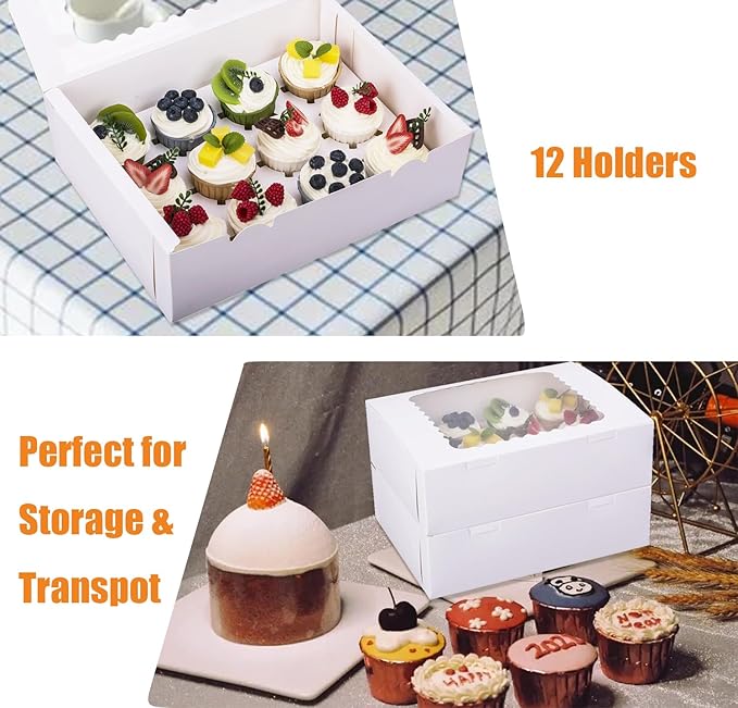 6-Set Cupcake Boxes Hold 12 Standard Cupcakes, Food Grade Cupcake Holders - Image 4