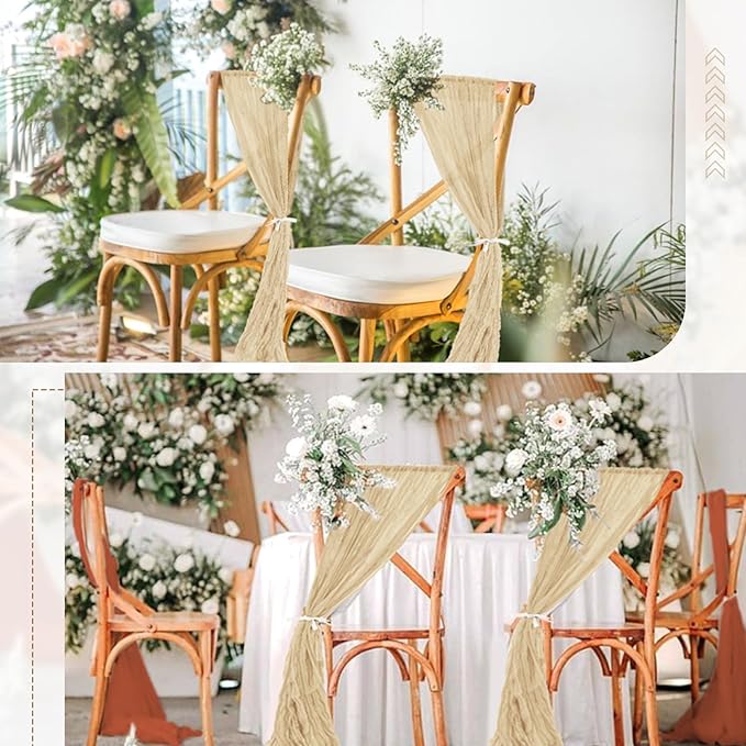 50 PCS Cheesecloth Chair Sashes Bows Wedding Aisle Decorations Chair Ribbon - Image 7
