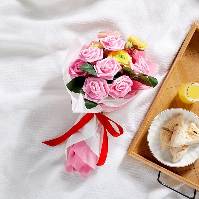 Juvale Pink Roses Artificial Flowers - Image 5