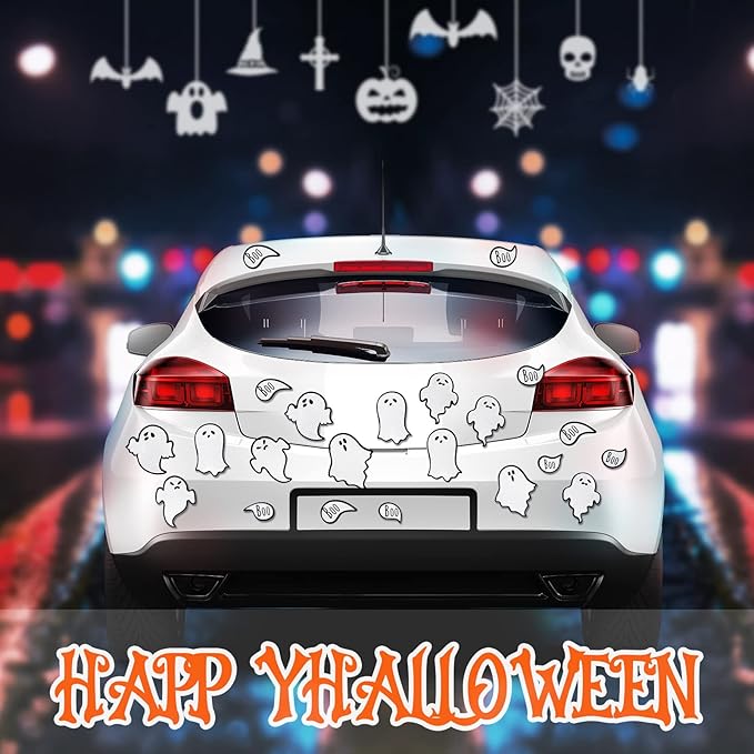 Chinco 36 Pcs Halloween Ghost Car Magnets Reflective Ghost Boo Refrigerator - Image 7