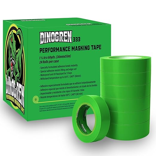 DINOGREN High Performance Automotive Masking Tape – 1.5 Inch x 60 Yards – Green by LAUCO