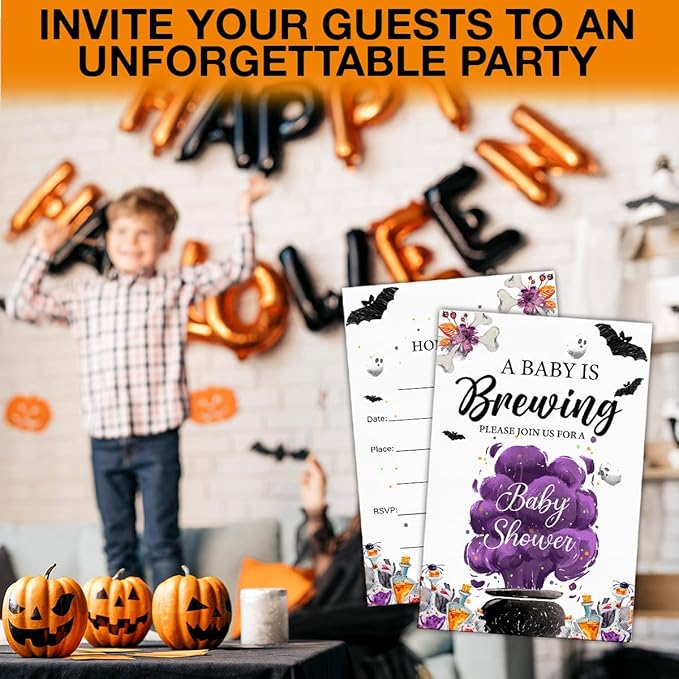 Halloween Baby Shower Party Invitations, a Baby Is Brewing Baby Shower Wizard - Image 6