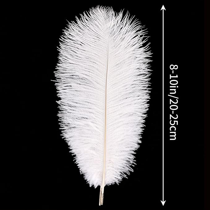 THARAHT White Ostrich Feathers 12pcs Natural Bulk 8-10Inch 20cm-25cm - Image 2
