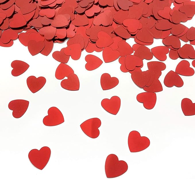 Heart Confetti Red Valentine's Day Table Confetti Metallic Foil by Werich