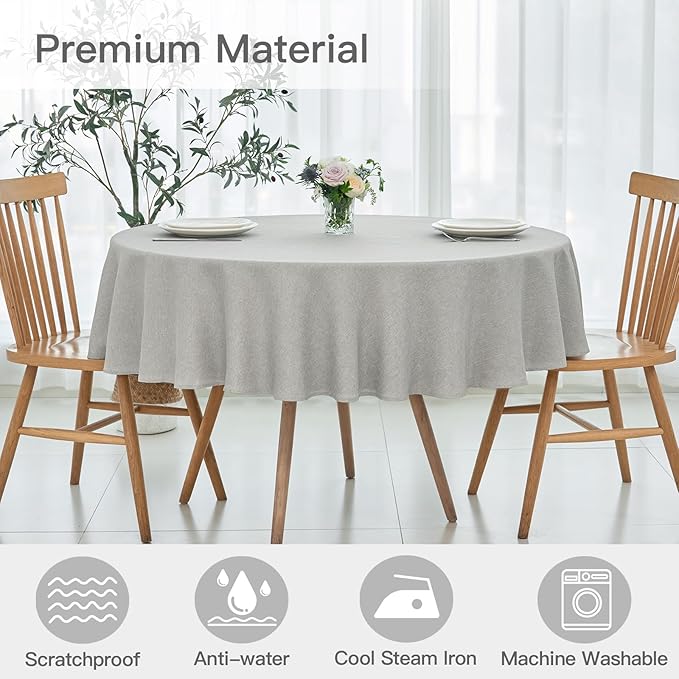 maxmill Linen Textured Tablecloth Spill-Proof Stainproof Wrinkle Free Washable - Image 3