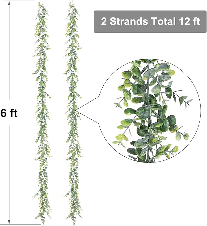 Lvydec 6 Pack Artificial Eucalyptus Garland, Fake Eucalyptus Greenery Garland - Image 3