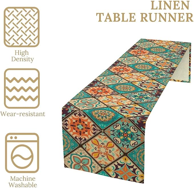 Boho Floral Table Runner, Vintage Bohemian Style Table Runner - Image 4