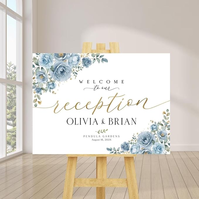 Welcome Wedding Signs, Modern Dusty Blue Wedding Sign Decorations Signage 12" X - Image 3