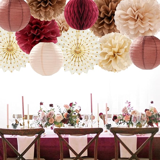 Brown Burgundy Champagne Boho Party-Decorations - Image 6