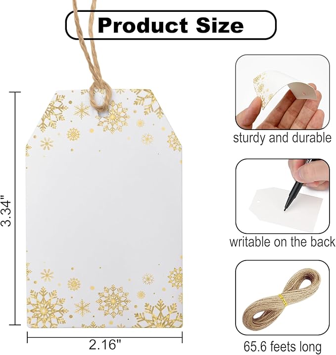 100Pcs Golden Snowflakes Gift Tags - Image 2